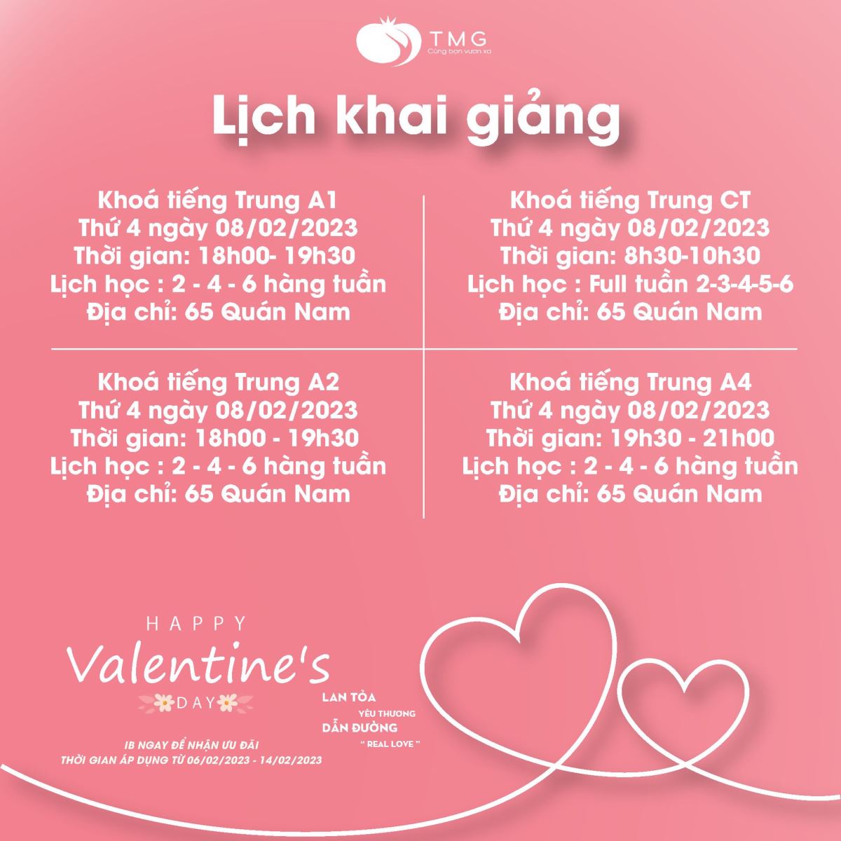 Lịch khai giảng các lớp Ngoại ngữ - Tin học Tháng 02/2023 Trung tâm TOMATO