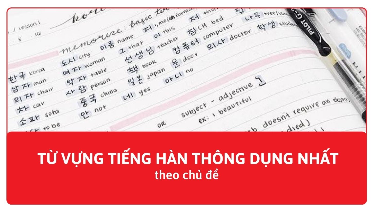 Tổng hợp những từ vựng tiếng Hàn thông dụng nhất theo chủ đề