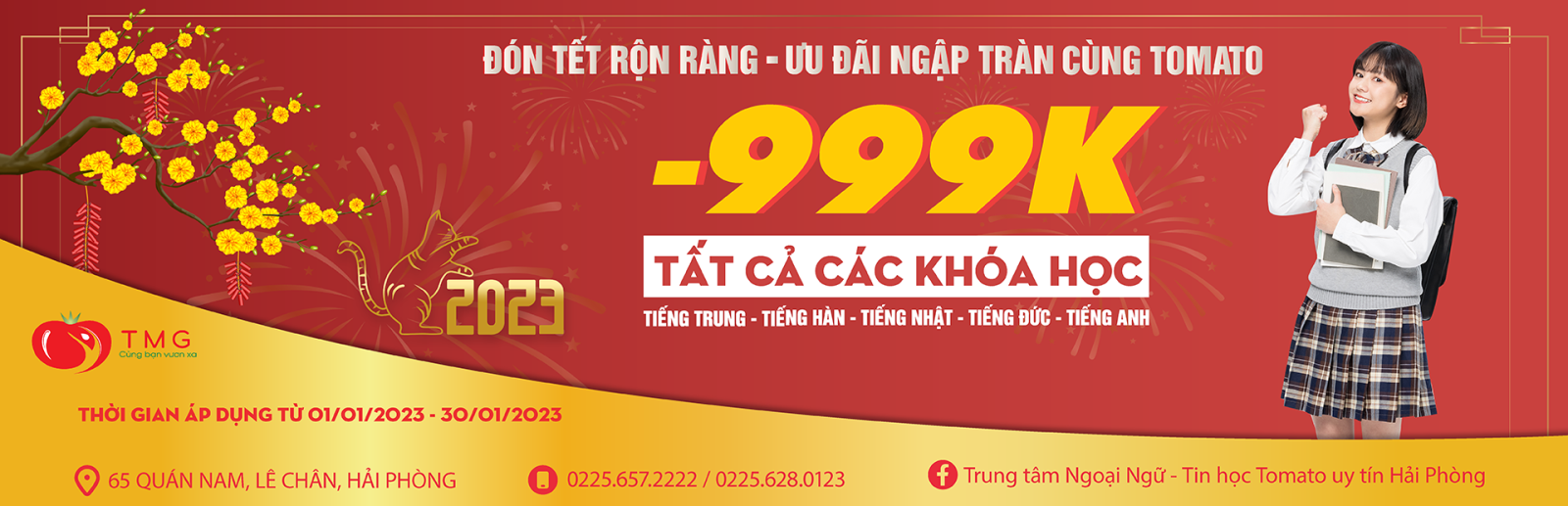 ƯU ĐÃI KHỦNG ĐÓN TẾT 2023 -  CÙNG TOMATO đăng ký 1 khóa, tặng ngay 999k