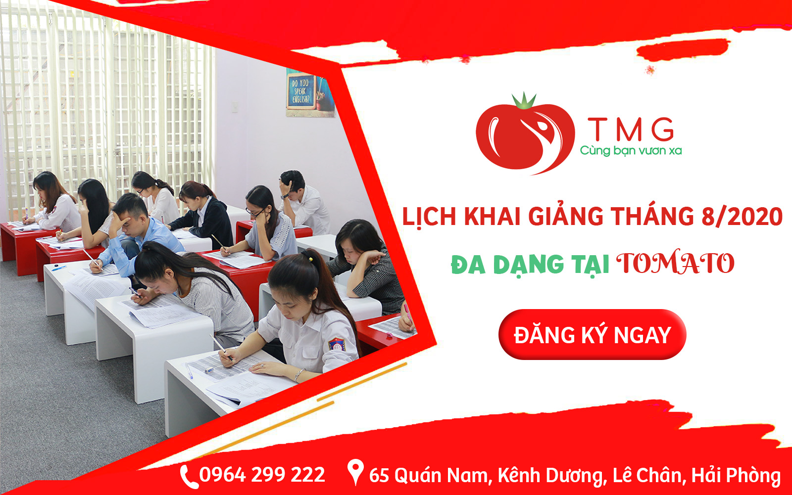 HỌC NGOẠI NGỮ DỄ DÀNG VỚI LỊCH KHAI GIẢNG THÁNG 8/2020 ĐA DẠNG TẠI TOMATO 