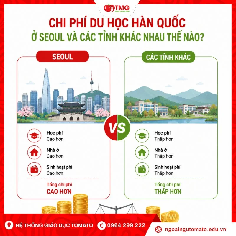 Chi phí du học Hàn Quốc ở Seoul và các tỉnh khác nhau thế nào?