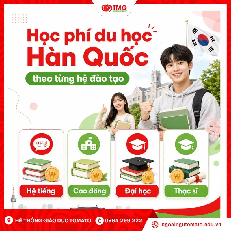 Học phí du học Hàn Quốc theo từng hệ đào tạo