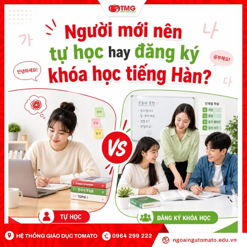 Người mới nên tự học hay đăng ký khóa học tiếng Hàn?