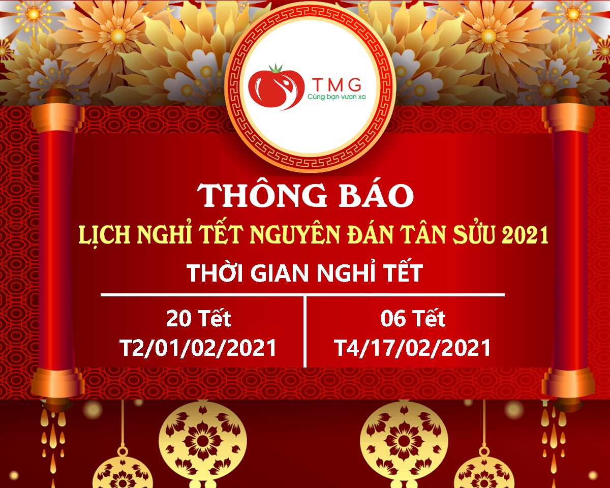 Trung tâm ngoại ngữ TOMATO Hải Phòng thông báo lịch nghỉ Tết Nguyên Đán 2021